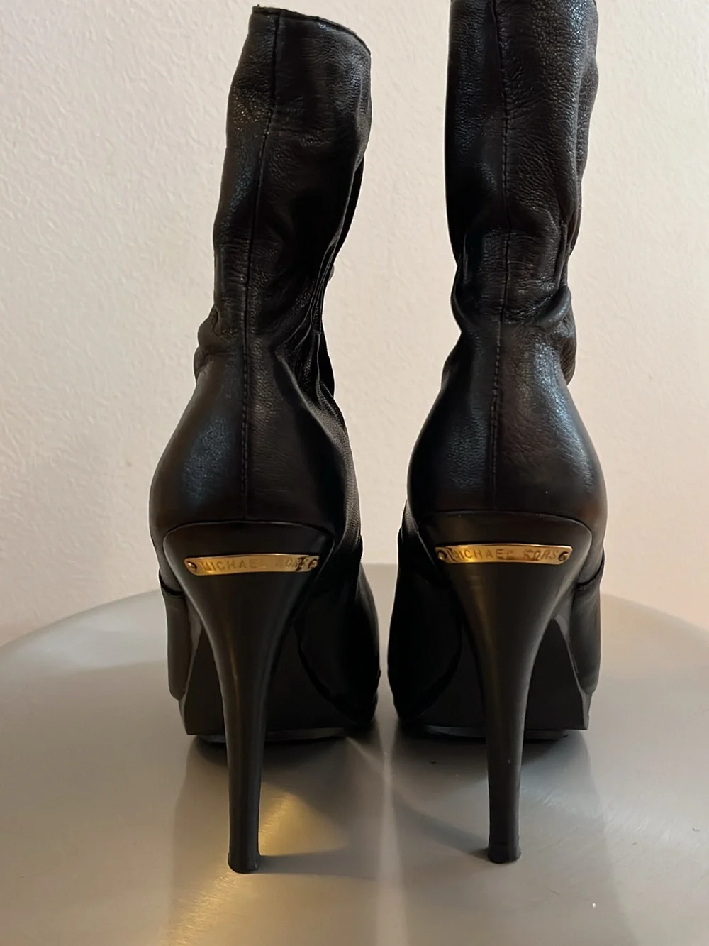 NWOT Michael Kors Black Leather Platform High Heel Ankle Boots Size 7M